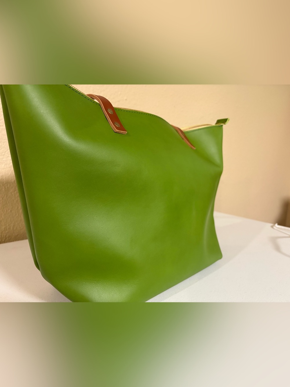 Portland Leather Goods PLG Green Apple Large Zip Tote BNNU No Tags - Picture 10 of 14